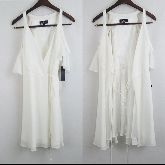 lulus bombshell off the shoulder wrap dress - Picture 4 of 4